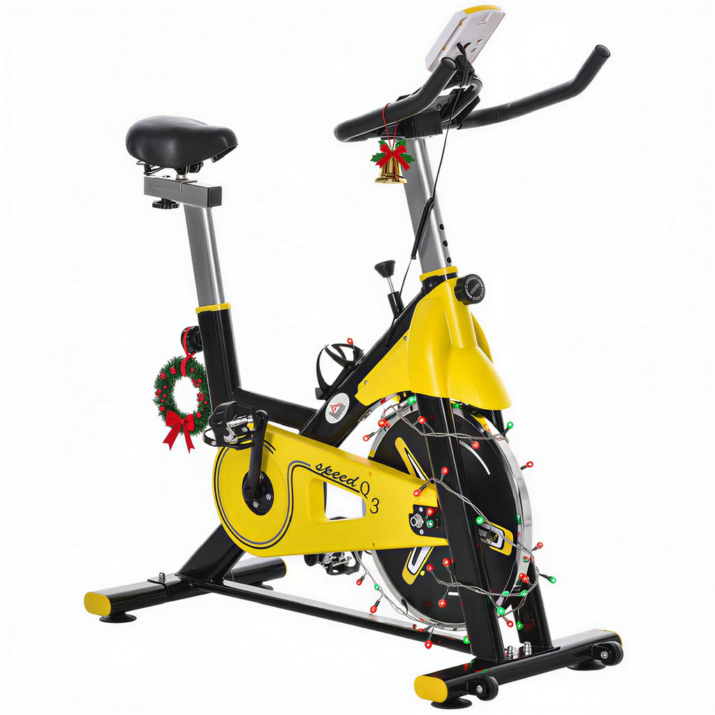 HOMCOM Exercise Bike W/ 6Kg Flywheel Belt Drive, Adjustable Resistance