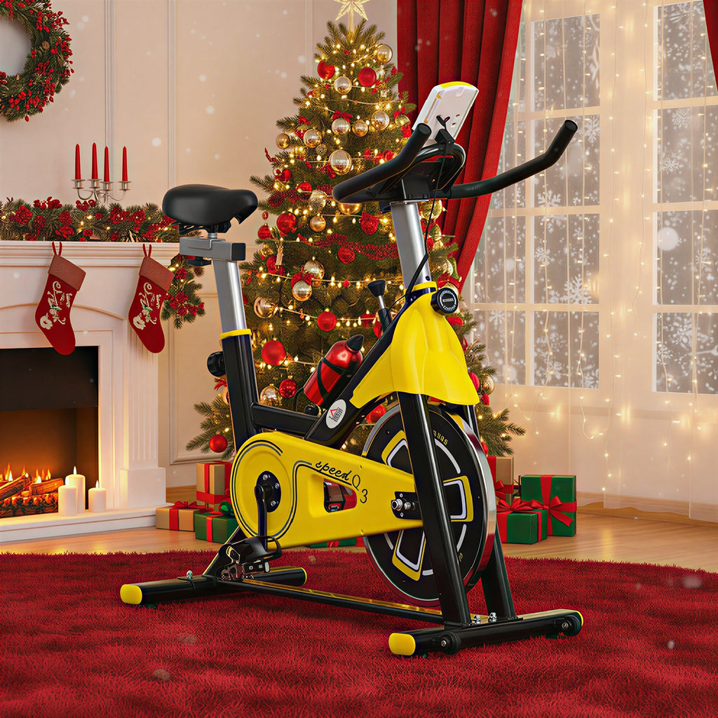 HOMCOM Exercise Bike W/ 6Kg Flywheel Belt Drive, Adjustable Resistance