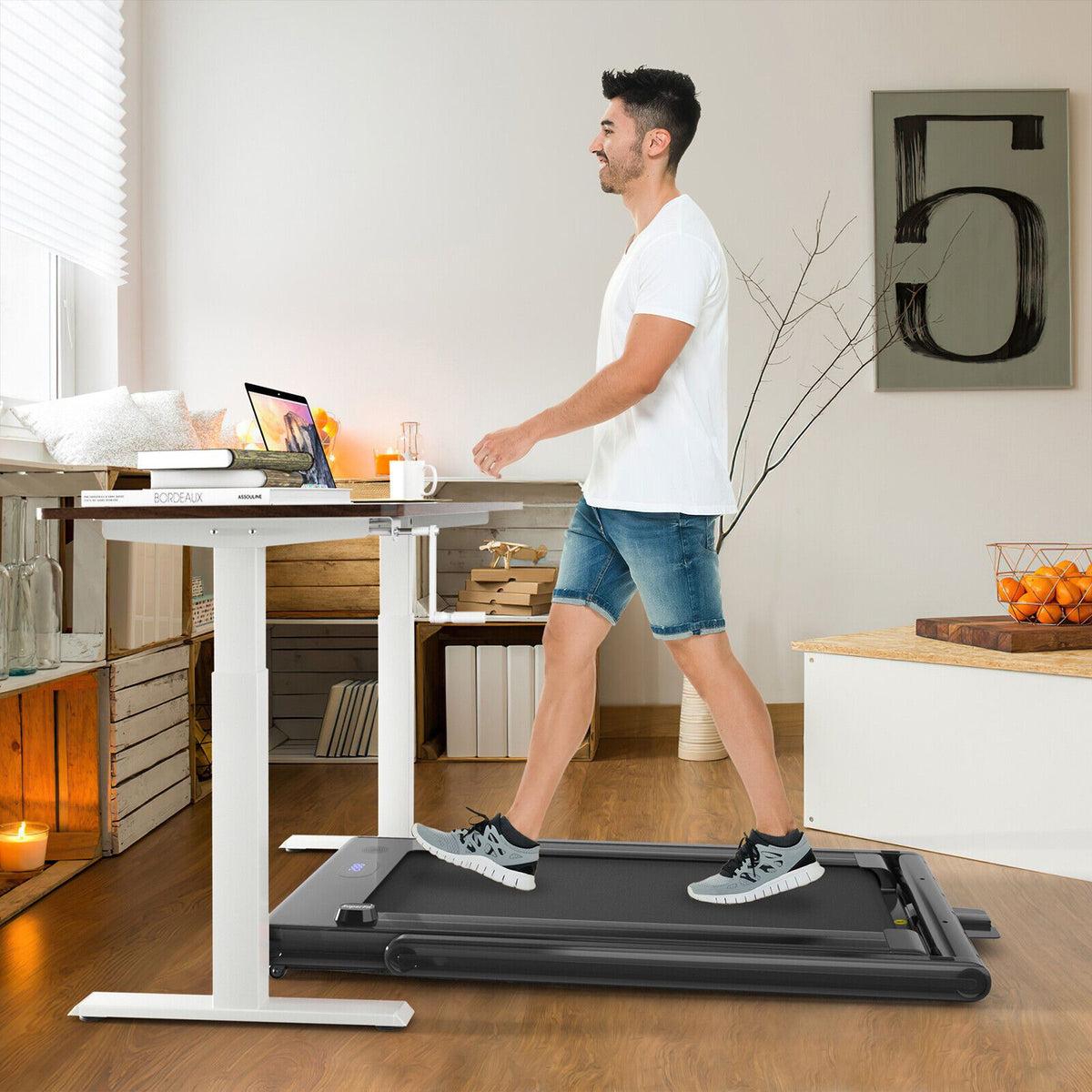 2-In-1 Folding under Desk Treadmill with Dual LED Display
